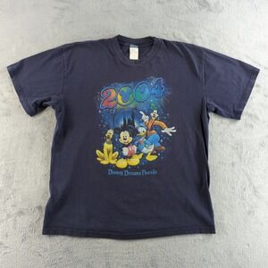 Vintage Disney T-Shirt Mens Large Blue 2004 Disney Dreams Florida Mickey Graphic